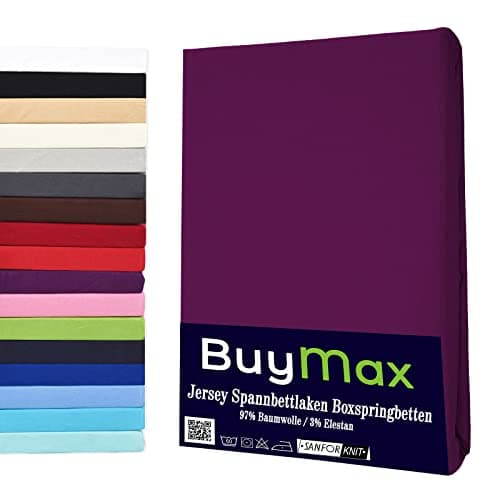 Buymax® Spannbettlaken 140x200 cm – 100% Baumwolle (Jersey), für Matratzen bis 25 cm