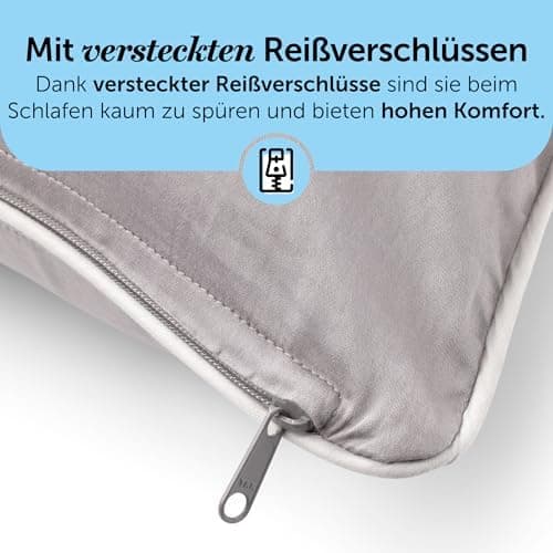 Cloudpillo Kissenbezug 40x80 cm 2er‑Pack – Premium atmungsaktive Baumwolle, ultraweich, mit Reißverschluss, antibakterie