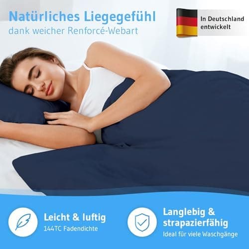 Bettwäsche 135x200 – 100% Renforce Baumwolle (OEKO-TEX STANDARD 100) | Set: Bettbezug 135x200 + Kissenbezug 80x80