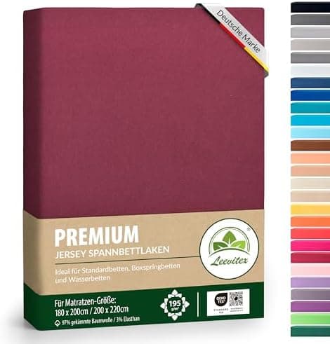 Premium Spannbettlaken – 97% Mako-Jersey-Baumwolle, 3% Elasthan | Boxspringbett-geeignet 90×200–100×220 cm