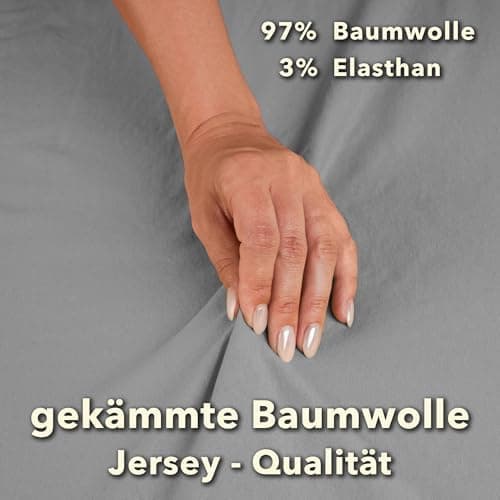 STUDIO Spannbettlaken Jersey – 97 % Baumwolle / 3 % Elastan – 120×200 / 120×220 / 130×200 / 130×220 cm, passend für Matr