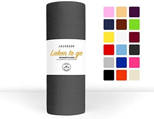 Jacobson Jersey-Spannbettlaken – 50% Baumwolle/50% Polyester, elastisch & hautsympathisch – 180–200 x 200 cm, 1er Set, N