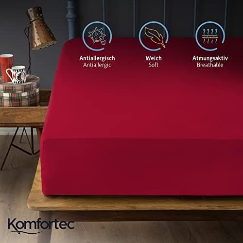 Komfortec Spannbettlaken 90x200 cm Jersey-Baumwolle – OEKO-TEX® Standard 100, Rundumgummizug für perfekte Passform, Weiß