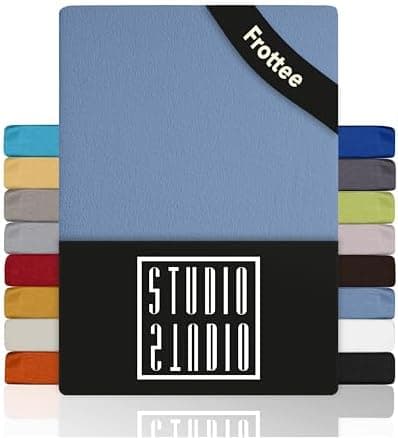 STUDIO Basic Frottee-Spannbettlaken 90 x 200 cm – weiches 80% Baumwolle/20% Polyester, elastisch & bügelfrei, OEKO-TEX f