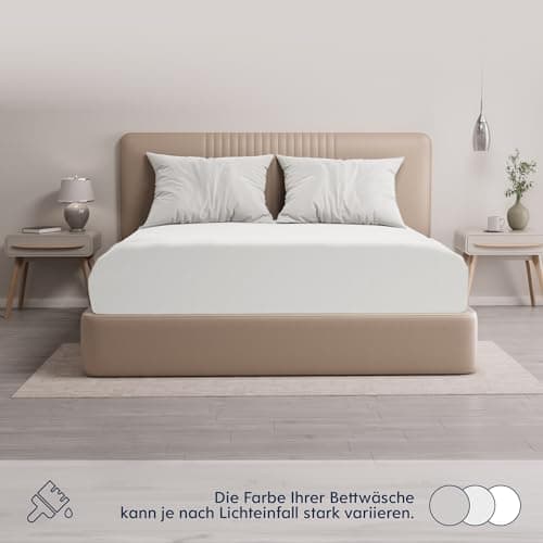 Dreamzie Topper-Spannbettlaken 180×200–200×200 cm – Jersey-Baumwolle 150 g/m², OEKO‑TEX STANDARD 100, extra niedrige Sei