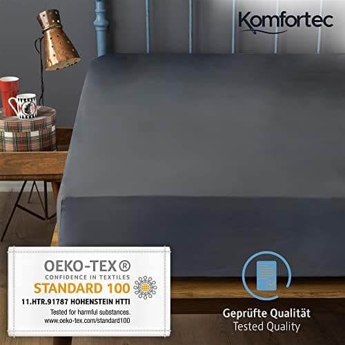 Komfortec Spannbettlaken 90x200 cm Jersey-Baumwolle – OEKO-TEX® Standard 100, Rundumgummizug für perfekte Passform, Weiß