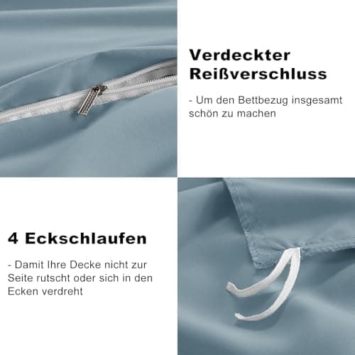 WAVVE Bettwäsche 135x200 – 4‑teiliges Mikrofaser‑Set Anthrazit (inkl. 2×80×80 cm Kissenbezüge) mit Reißverschluss, OEKO‑