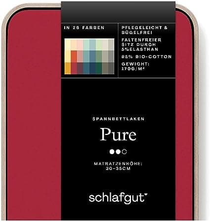 Schlafgut Pure Spannbettlaken 90x200 bis 100x220 cm – 95% Bio-Baumwolle & 5% Elasthan, Oeko-TEX zertifiziert – passend f