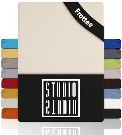 STUDIO Basic Frottee-Spannbettlaken 90 x 200 cm – weiches 80% Baumwolle/20% Polyester, elastisch & bügelfrei, OEKO-TEX f