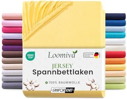 Jersey-Spannbettlaken 100% Baumwolle – 90–100×200 cm, für Matratzen bis 25 cm (Steghöhe bis 23 cm), Beige
