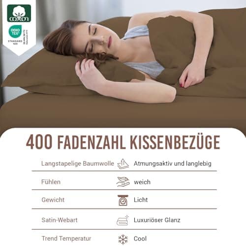 Pizuna Kissenbezüge 2er-Pack 40 x 80 cm Dunkelblau – 100% Langstapel-Baumwolle, 400 Fadenzahl