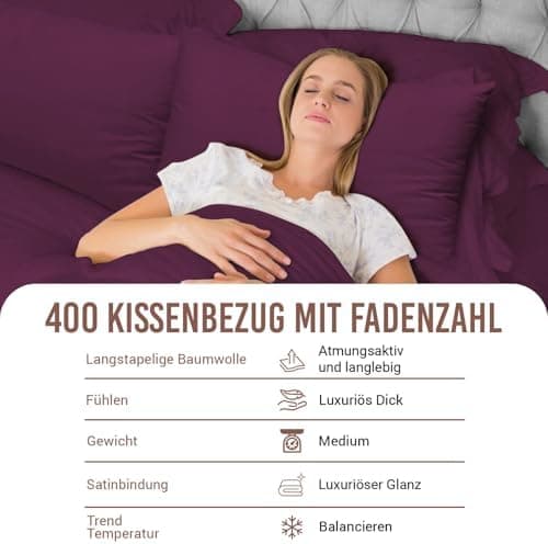 Pizuna Kissenbezüge 2er-Pack 40 x 80 cm Dunkelblau – 100% Langstapel-Baumwolle, 400 Fadenzahl