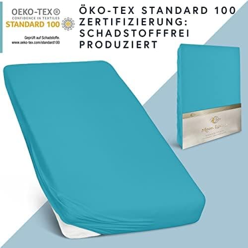 MOON-Luxury Spannbettlaken/Spannbetttuch Jersey-Stretch 230 g/m² OEKO-TEX – anthrazit, 90×200–100×220