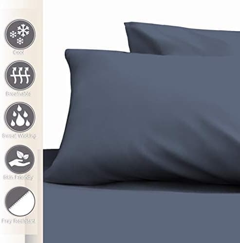 Pizuna Kissenbezüge 2er-Pack 40 x 80 cm Dunkelblau – 100% Langstapel-Baumwolle, 400 Fadenzahl