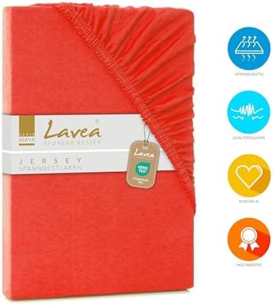Lavea Spannbettlaken 120x200 cm – atmungsaktives Baumwoll‑Jersey, passend für Matratzen bis 20 cm (Mittelgrau)