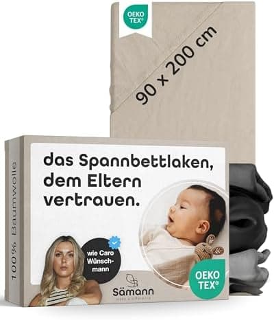 Sämann® Spannbettlaken Jersey 90x200 cm – Baumwolle, anthrazit