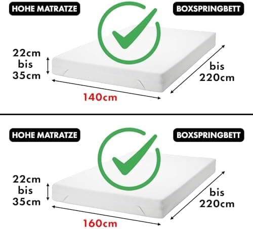 Jacobson Jersey-Spannbettlaken aus Baumwolle – OEKO-TEX STANDARD 100, 180x200–200x200 cm, Weiß