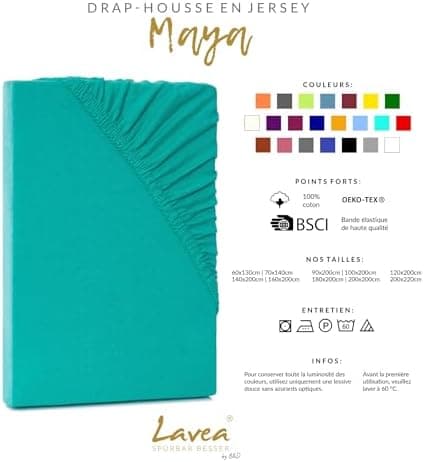 Lavea Spannbettlaken 120x200 cm – atmungsaktives Baumwoll‑Jersey, passend für Matratzen bis 20 cm (Mittelgrau)