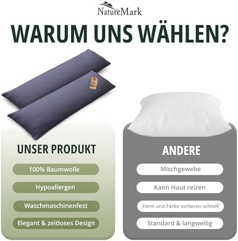 NatureMark Jersey Kissenbezüge – weich & atmungsaktiv, hautfreundlich – 40x40 cm, Anthrazit