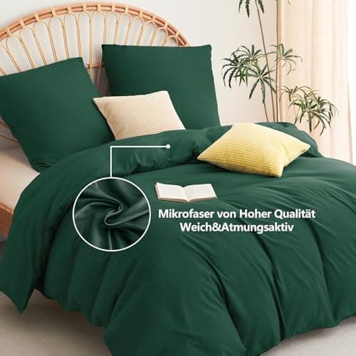 WAVVE Bettwäsche 135x200 – 4‑teiliges Mikrofaser‑Set Anthrazit (inkl. 2×80×80 cm Kissenbezüge) mit Reißverschluss, OEKO‑