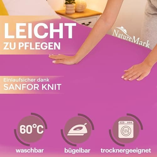 NatureMark Jersey-Spannbettlaken 2er-Pack – 100% Baumwolle, 90 x 200–100 x 200 cm, Creme/Natur
