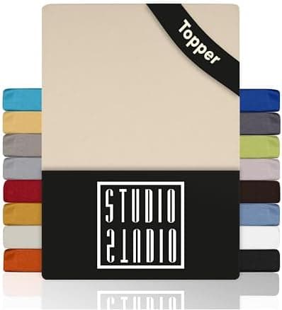 STUDIO Basic Spannbettlaken 200×220 cm – Jersey aus 100% gekämmter Baumwolle, elastisch & bügelfrei, passend für Matratz