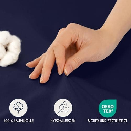 Dreamzie Topper-Spannbettlaken 180×200–200×200 cm – Jersey-Baumwolle 150 g/m², OEKO‑TEX STANDARD 100, extra niedrige Sei
