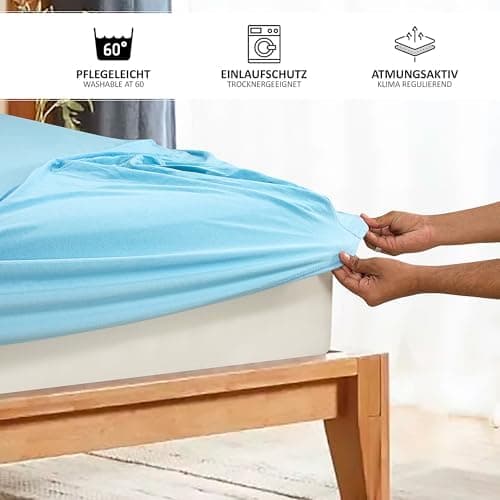 Jersey-Spannbettlaken 100% Baumwolle – 100% gekämmte Baumwolle, 90 x 200 cm (Steghöhe 27 cm)