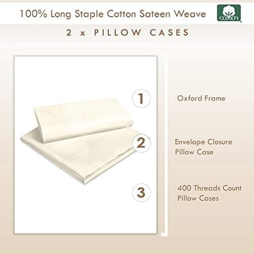 Pizuna Kissenbezüge 2er-Pack 40 x 80 cm Dunkelblau – 100% Langstapel-Baumwolle, 400 Fadenzahl