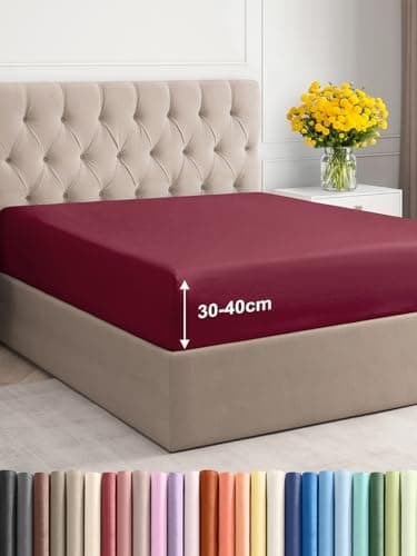 Spannbettlaken 180x200 cm – Extra tiefes Spannbetttuch bis 40 cm (16") – Weiche gebürstete Mikrofaser, knitterfrei & sch