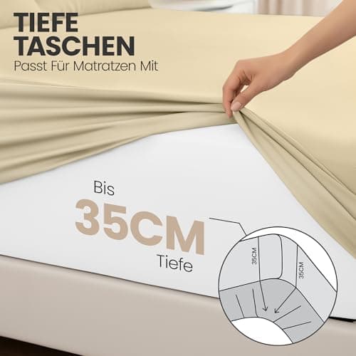 Utopia Bedding 2er-Set Spannbettlaken 140 x 200 cm – OEKO-TEX MADE IN GREEN zertifiziert – 35 cm Tiefe Tasche
