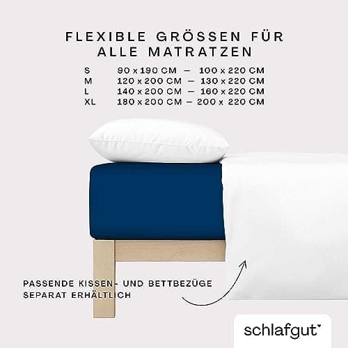 Schlafgut Pure Spannbettlaken 90x200 bis 100x220 cm – 95% Bio-Baumwolle & 5% Elasthan, Oeko-TEX zertifiziert – passend f