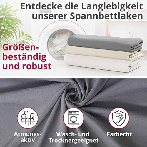 Greenline Spannbettlaken Premium Jersey – 100% Baumwolle, Champagner, 180–200x200 cm, bis 30 cm (auch für Boxspringbette