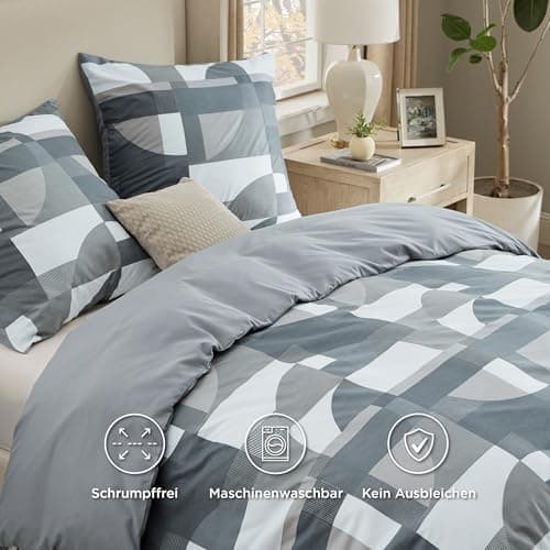 BEDSURE Bettwäsche-Set 135x200 (4-teilig) – Wendebettwäsche OEKO-TEX STANDARD 100 mit Reißverschluss, 2×80x80 Kissenbezü