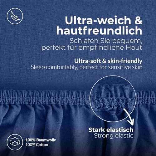 etérea Jersey-Spannbettlaken 80x200 cm Weiß – 100% Baumwolle, OEKO-TEX MADE IN GREEN & STANDARD 100