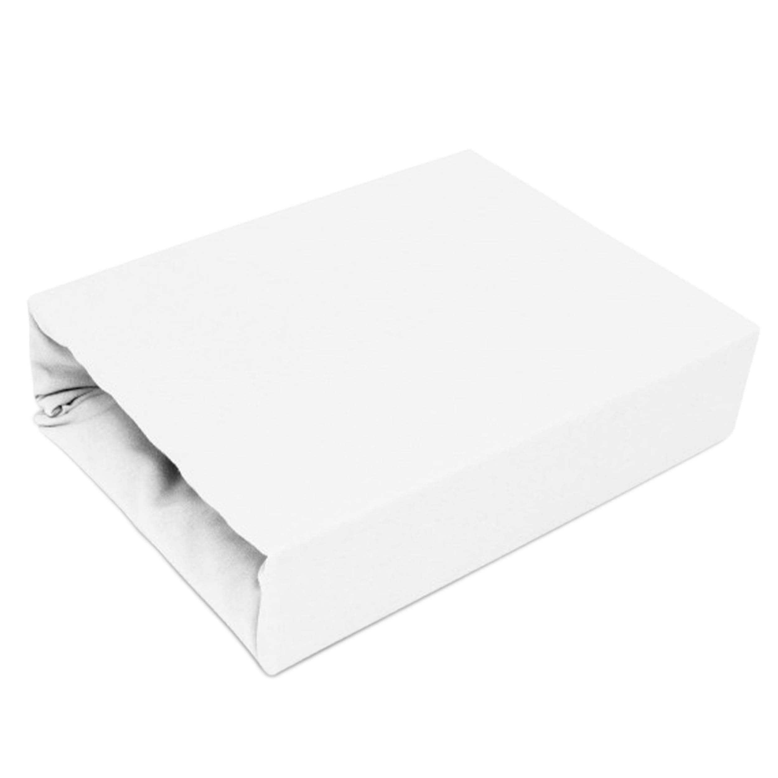 Spannbettlaken 100% Baumwolle (Jersey) – 200 x 220 cm, Weiß