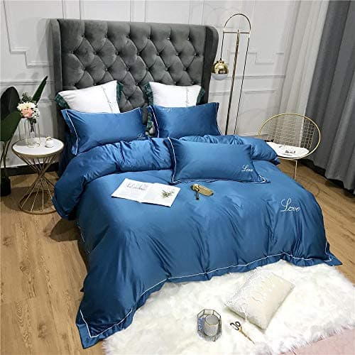 AB Version Bettwäsche-Set 4‑teilig – Pure Cotton Washed Silk, einfarbig für 1,5 m Bett