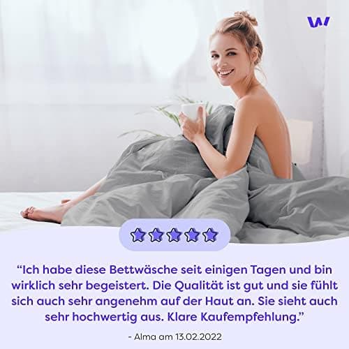 Wolkenfeld Baumwolle-Bettwäsche 135x200 mit Kissenbezug 80x80 – Atmungsaktiv, Hautfreundlich & Pflegeleicht – Hellgrau