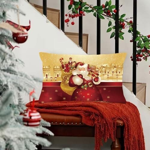 4er Set Kissenbezüge Weihnachten 40×80 cm – festliche Kissenhüllen für Sofa & Wohnzimmer