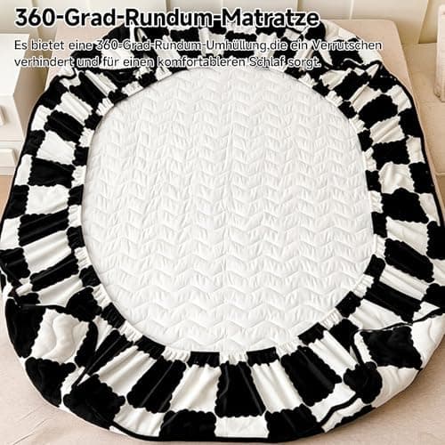 Schachbrett Spannbettlaken aus verdicktem Milchvlies – rutschfest, weich & warm, Matratzenbezug 90×200 cm (Bettlaken + K