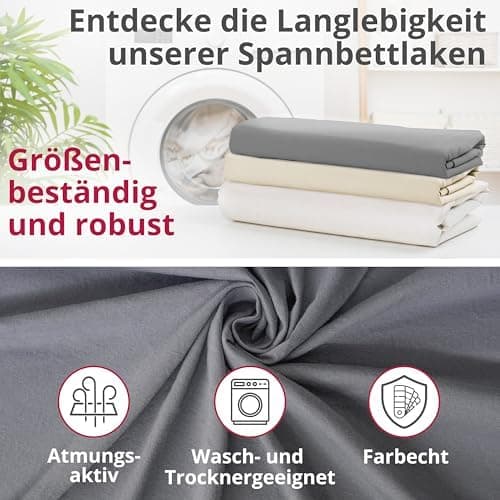 Greenline Spannbettlaken Premium Jersey – 100% Baumwolle, Champagner, 180–200x200 cm, bis 30 cm (auch für Boxspringbette