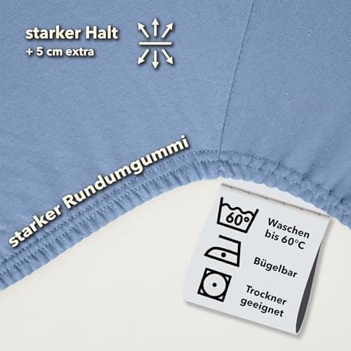 STUDIO Spannbettlaken Jersey – 97 % Baumwolle / 3 % Elastan – 120×200 / 120×220 / 130×200 / 130×220 cm, passend für Matr