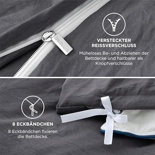 BEDSURE Bettwäsche 135x200 4‑teilig – Weiches Baumwoll‑Feeling Bettwäsche‑Set 135 x 200 cm, inkl. 2 Kissenbezüge 80x80,