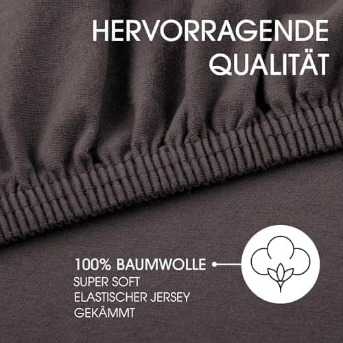 CelinaTex Jersey-Spannbettlaken 90x200–100x200 cm bis 26 cm Matratzenhöhe | 100% gekämmte Baumwolle | OEKO‑TEX STANDARD