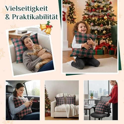Kissenbezug Weihnachten 2er Set kariert 45×45 cm