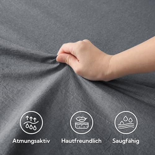 SOULFUL Spannbettlaken 120 x 200 cm (bis 25 cm Matratzenhöhe) – 100% gewaschene Baumwolle, atmungsaktiv & leinenartiger