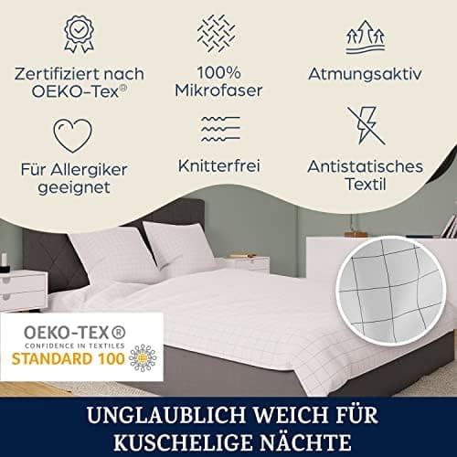 sleepwise Bettwäsche 135x200 Mikrofaser – ÖKO‑TEX zertifiziert, bügelfrei & knitterfrei, 2‑tlg. (inkl. 80x80 cm Kissenbe