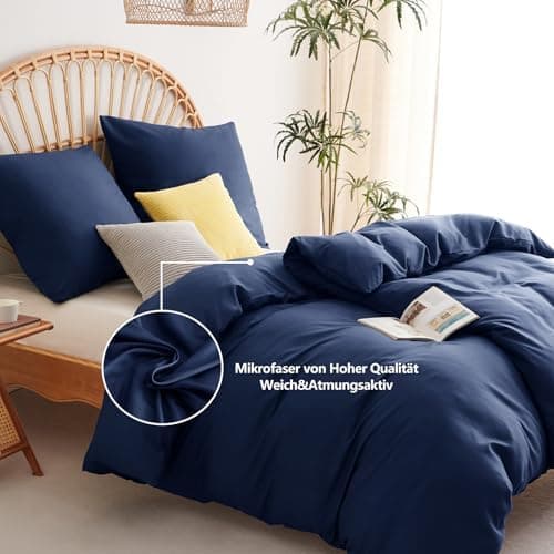 WAVVE Bettwäsche 135x200 – 4‑teiliges Mikrofaser‑Set Anthrazit (inkl. 2×80×80 cm Kissenbezüge) mit Reißverschluss, OEKO‑