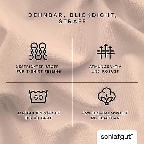 Schlafgut Pure Spannbettlaken 90x200 bis 100x220 cm – 95% Bio-Baumwolle & 5% Elasthan, Oeko-TEX zertifiziert – passend f