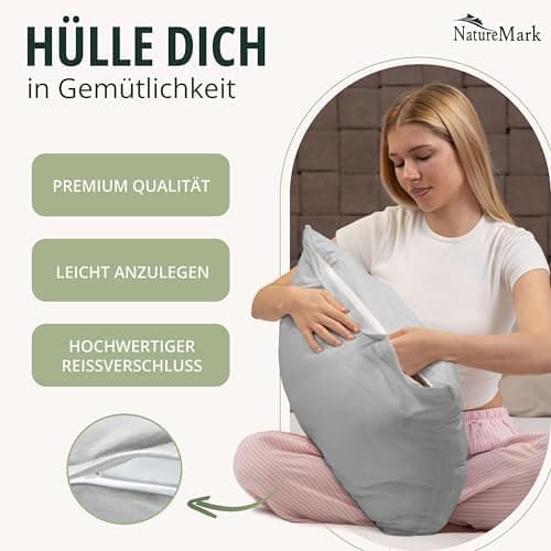 NatureMark Jersey Kissenbezüge – weich & atmungsaktiv, hautfreundlich – 40x40 cm, Anthrazit